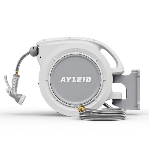 Ayleid Retractable Rubber Hybrid Garden Hose Reel 1/2"x65ft