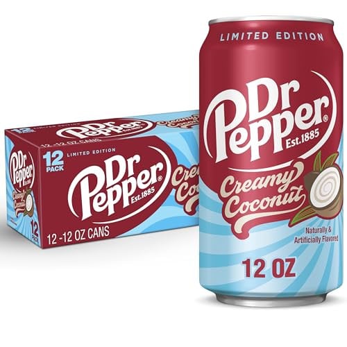 Dr Pepper Creamy Coconut Soda, Limited Edition, 12 fl oz cans, 12 Pack Deal