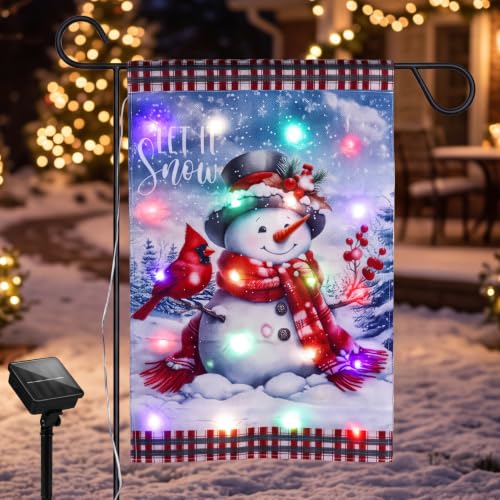 Christmas Snowman Solar Garden Flag, 12x18 Inch