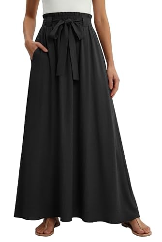 Lepunuo Women's High-Waisted Flowy Maxi Skirt with Pockets Deal