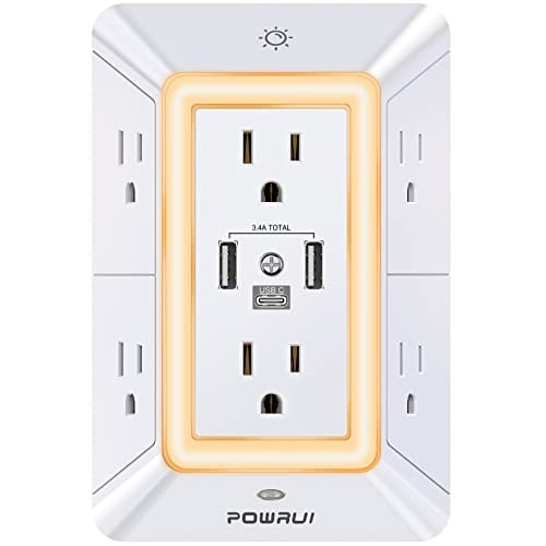 POWRUI Multi Plug 6 Outlet Surge Protector Extender with 3 USB Ports (1 USB C) Deal