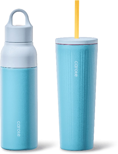 Carote 2-Pack 19 fl oz & 21 fl oz Insulated Stainless Steel Highlight Series Water Bottles