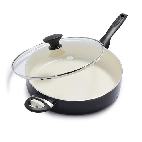 5-QT GreenPan Rio Healthy Ceramic Nonstick Saute Pan Jumbo Cooker with Helper Handle and Lid