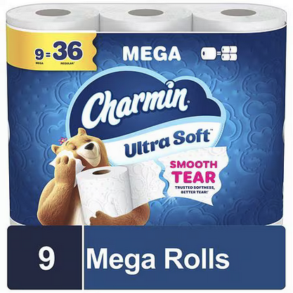 Charmin Ultra Soft Mega Rolls 9 Count Deal