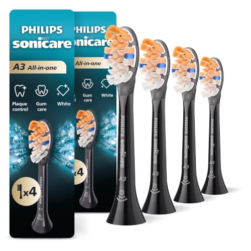 Philips Sonicare A3 All-in-One Genuine Replacement Electric Toothbrush Heads Black (8-Pack)