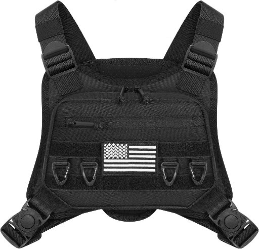 CVLIFE Adjustable Chest Bag with Quick Release System (Black)