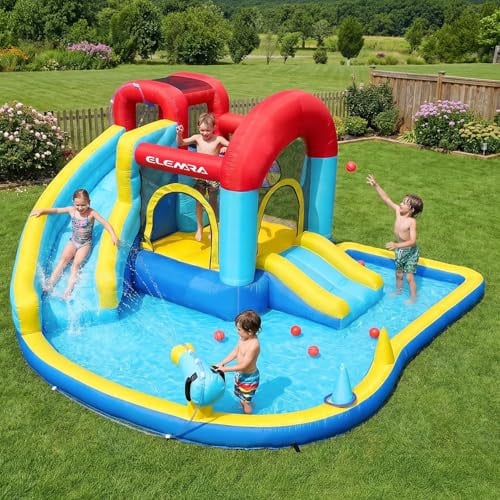 Inflatable Water Slide 9-in-1 Kids Bounce House with 2 Slides Deal
