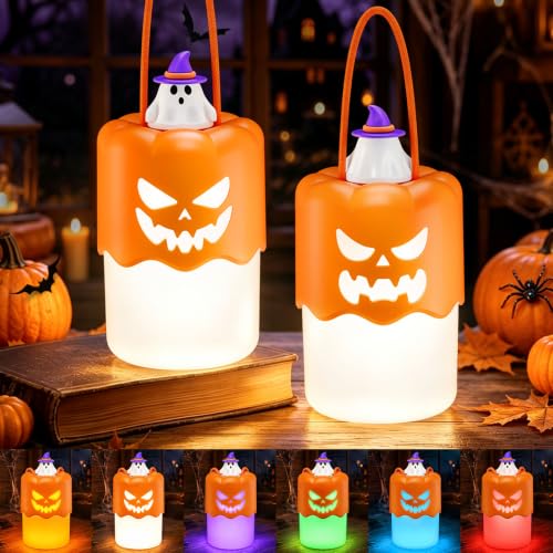 Rechargeable Halloween Pumpkin Lanterns 2-Pack