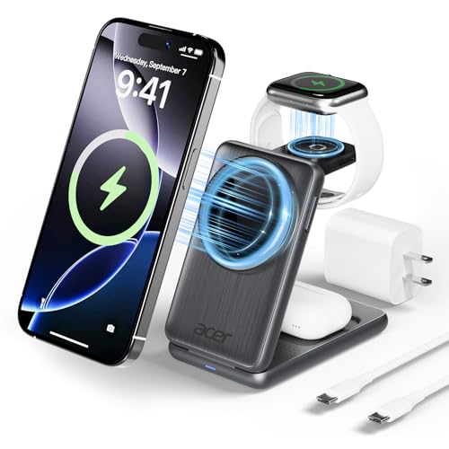 Acer 3 in 1 Magnetic Palm-Sized Foldable Fast Charger Stand Compatible with MagSafe Deal