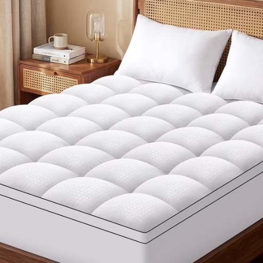 Vccoem 2" Cooling Pillow Top Mattress Topper with Deep Pocket, Queen, White
