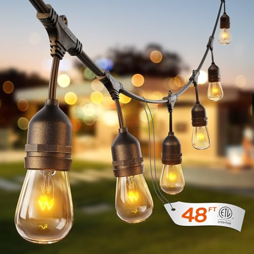 Outdoor String Lights 48FT-Black