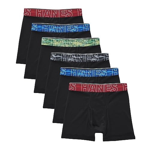 Hanes Boys' Big Performance Tween Boxer Briefs Underwear 6-Pack