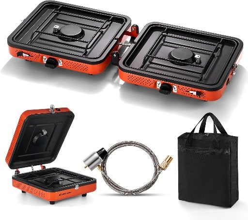 Odoland Portable 2-Burner 17000 BTU Propane Camping Stove Deal