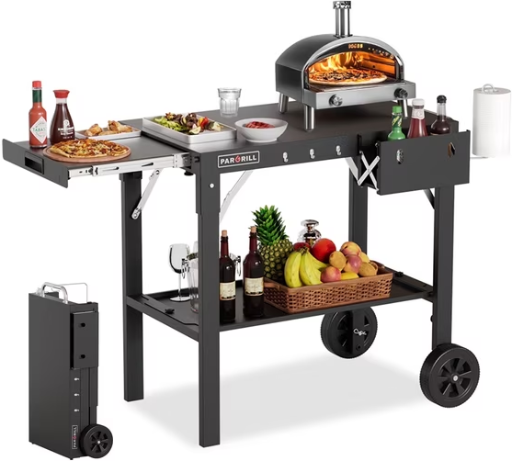PARGRILL Outdoor Folding Grill Cart with Pull-Out Side Table for 17 Inch or 22 Inch Griddle Deal