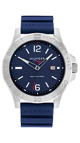 Tommy Hilfiger Men's Quartz Stainless Steel and Silicone Strap 46 mm Watch