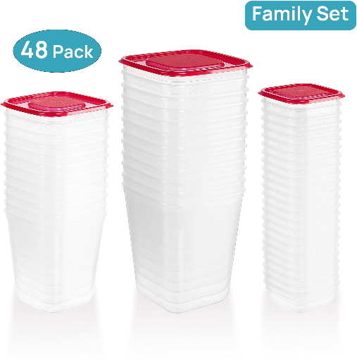 Vtopmart 96 Pieces Meal Prep Containers, 1.9L (12 sets) + 1.1L (12 sets) + 0.2L (24 sets)