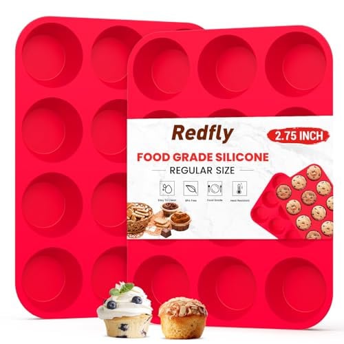 2-Pack 12-Cup Redfly Silicone Muffin and Cupcake Pan Deal