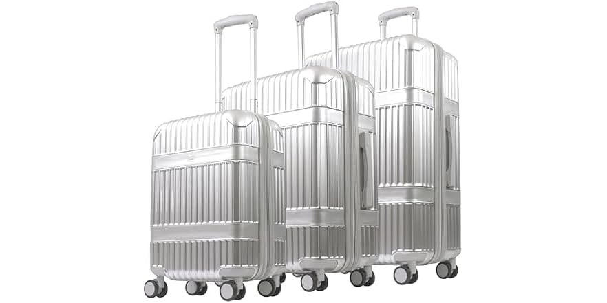 Martha Stewart Rolling 3-Piece Luggage Set, Silver