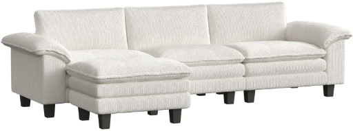 HomCom Beige L-Shaped Sectional Sofa with Movable Ottoman Deal