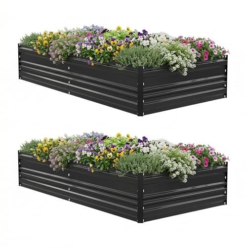 WORKPRO 2-Pack 7.5x4x1ft Outdoor Galvanized Raised Garden Bed