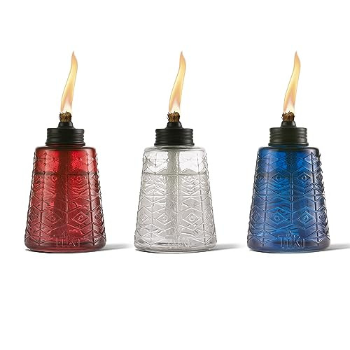 3-Pack TIKI Brand Molded Glass Decorative Table Top Torch