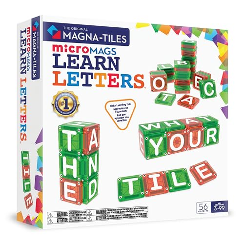 56-Piece MAGNA-TILES microMAGS Learn Letters Magnetic Construction Set