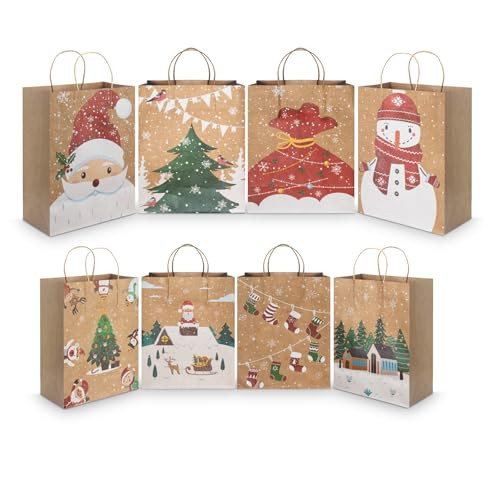24-Pack Kraft Paper Gift Bags with Handles
