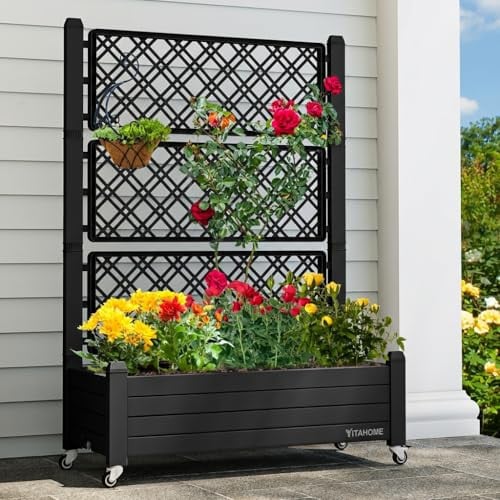 YITAHOME 3.6x1.5x5 FT Planter Box Trellis w/ Wheels (Black) Deal