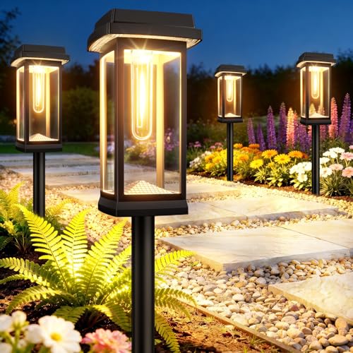 TuyLuxe Solar Pathway Lights with Retro Filament Bulb Design 8-Pack Deal