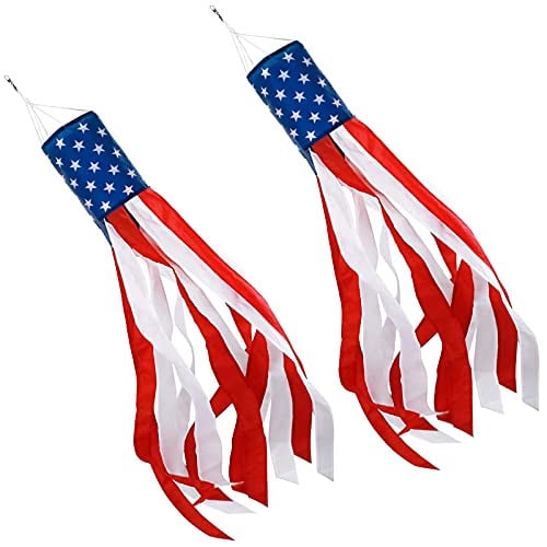 4th of July Deco Set of 2 American Flag Windsock Deal