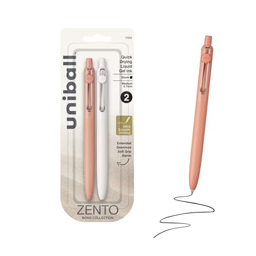 Uniball Zento Gel Pens, Black Ink, 0.7mm Medium Point, 2 Count Deal