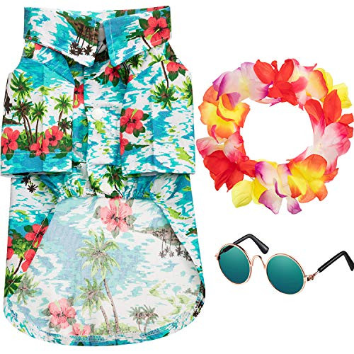 Geyoga 3 Pieces Small Dog Hawaiian Costume