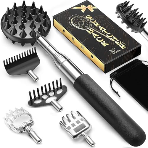 Telescoping Back Scratcher with 5 Detachable Scratching Heads Deal
