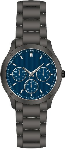 George Men's 43mm Gunmetal Tone Navy Etched Dial Bracelet Watch