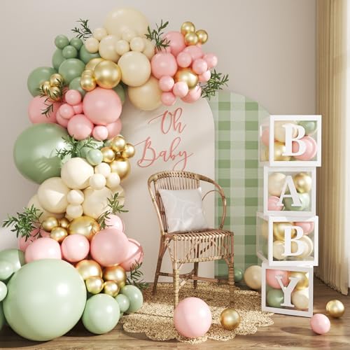 CROSSFINGERS 133-Pc Pink & Green Baby Shower Balloon Kit