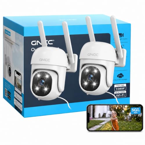GNCC 1080P Outdoor Wired Pan/Tilt Security Camera 2-Pack