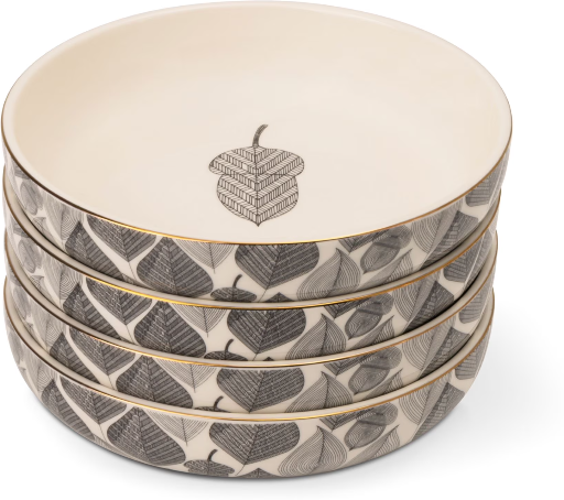4-Pack Thyme & Table 8" Stoneware Low Bowls (Red Leaf)