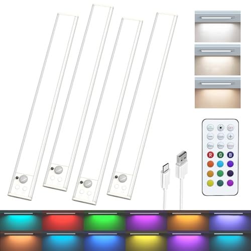 Under Cabinet Lighting, RGB Motion Sensor Night Lights, 4-Pack Deal