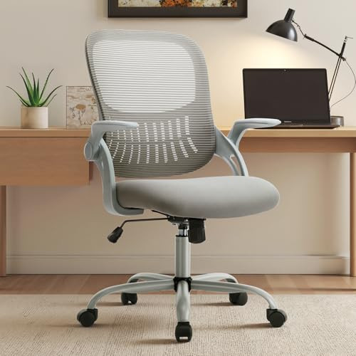 Sweetcrispy Ergonomic Office Mesh Adjustable Swivel Mid-Back Computer Chair (Grey)