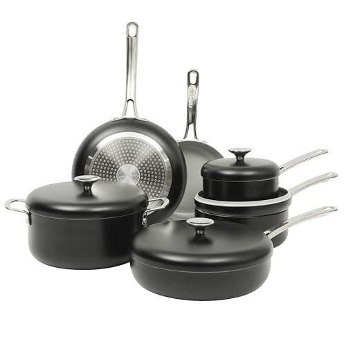 Sur La Table 10-Piece Ceramic Nonstick Forged Aluminum Cookware Set w/ Lids (Black)