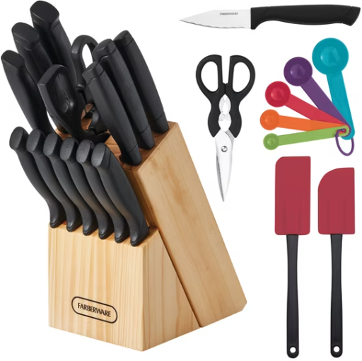 Farberware Classic 23 Piece Never Needs Sharpening Dishwasher Safe Stainless Steel Cutlery and Utensil Set in Black Deal