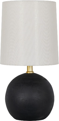 Mainstays 12.5” Mini Black Wood Ball Table Lamp with White Fabric Shade