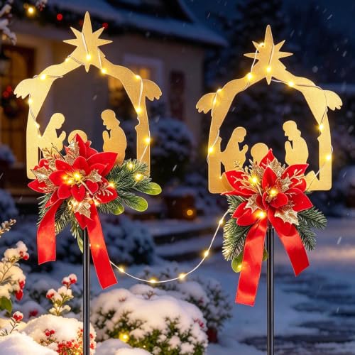 Solar Christmas Nativity Scene Decorations