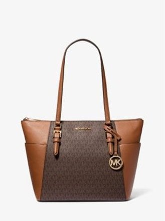 Michael Kors Charlotte Large Logo and Leather Top-Zip Tote Bag Deal