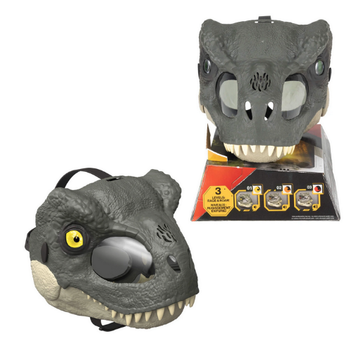 Jurassic World Rebirth T-Rex Rage N Roar Mask with LED Light up Eyes Feature, 3 Level Effects