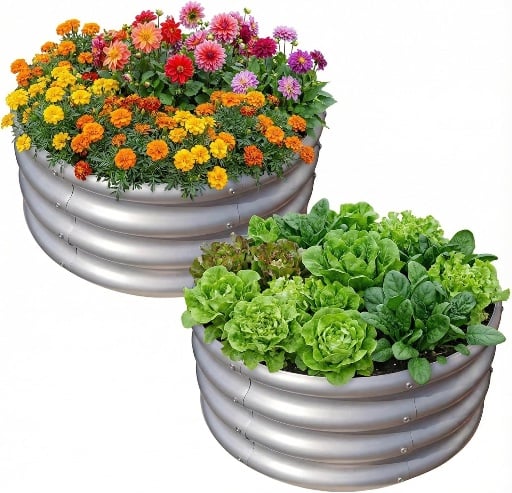2-Pack Round Galvanized Raised Garden Bed 2x2x1 ft