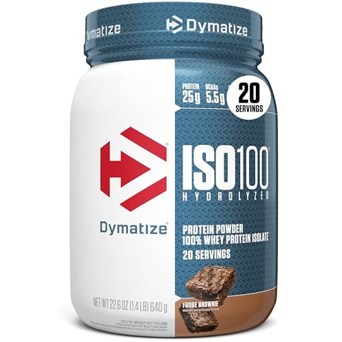 1.4lb Dymatize ISO100 Whey Protein Powder Isolate Fudge Brownie 20 Servings