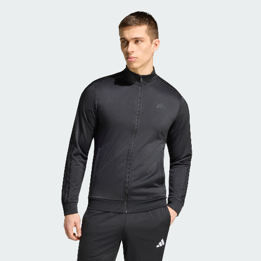 adidas men Essentials Warm-Up 3-Stripes Track Jacket (Black)