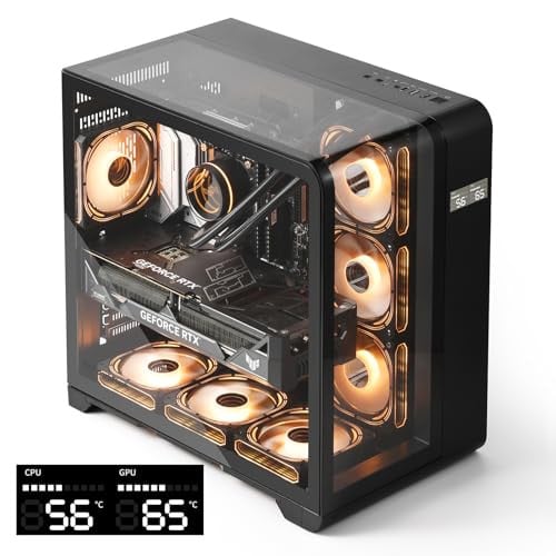darkFlash L280 ATX Mid-Tower PC Case 3-Side Glass, Curved Full View, 4 ...