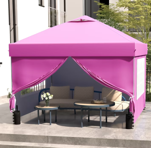 Ainfox 10 x 10 ft. Pop-up Canopy Tent with Sidewalls Pink Deal
